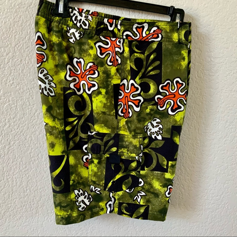Express Hawaiian Print Swim Trunks, Sz XL